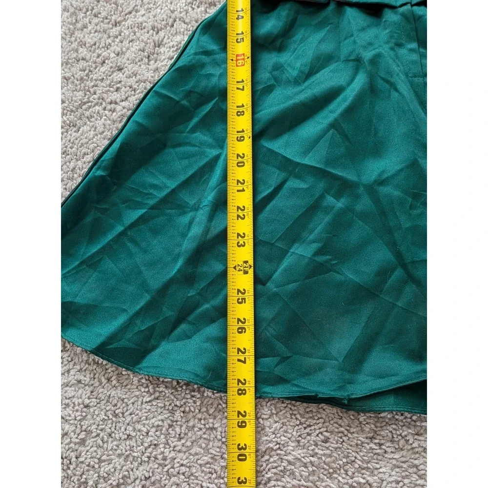 Vintage Jessica McClintock Girls Size 8 Emerald Satin Dress Accent Bows 80s 90s